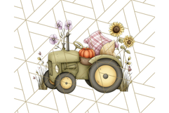 Fall Tractor Clipart PNG, Vintage Tractors With Pumpkins Product Image 3