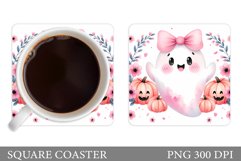 Cute Ghost Coaster Design. Halloween Sublimation Product Image 1
