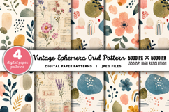 Vintage Grid Lined Ephemera Junk Journal JPG Product Image 1