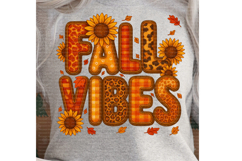 Fall Vibes Clipart Retro Bubble Letters with Fabric Texture Product Image 3