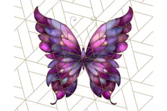 Stained Glass Butterfly PNG Colorful Clipart for Sublimation Product Image 3