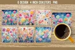 Colorful Dandelion Paspel Sqaure Coaster Sublimation Designs Product Image 1