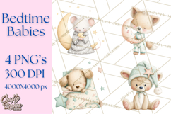 Baby Bedtime Animal Clipart PNG for Nursery Product Image 1