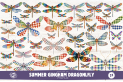 Summer Gingham Dragonfly Clipart Product Image 1