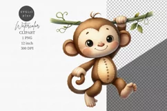 Cute Animals Clipart, Monkey clipart, Toy clipart Product Image 1