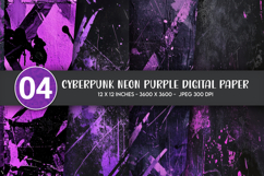 Cyberpunk Neon Purple Digital Paper Product Image 1