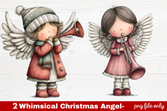 2 Whimsical Christmas Angel Clipart | Cute Holiday Angel PNG Product Image 1