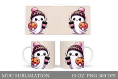 Cute Ghost Mug Design. Cute Halloween Mug Sublimation Product Image 1
