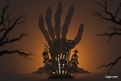 Halloween Skeleton Candle Holder SVG | Laser Cut | SVG Product Image 2
