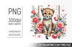 Valentine&#039;s Tiger Cub Clipart PNG, Digital Download File Product Image 1