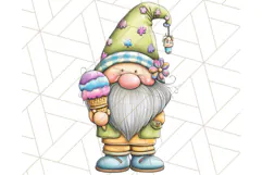 Ice Cream Gnome Clipart PNG Summer Dessert Art, Summer Gnome Product Image 3