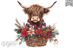 Christmas Highland Cow Clipart - High Quality 300 Dpi Product Image 1