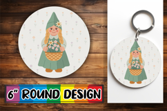 Blissful Keychain Sublimation PNG, Spring Gnomes Product Image 1