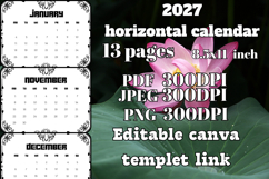 2027 horizontal Calendar with frame 2 Product Image 1