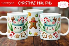 Cute Christmas mug PNG wrap, Hot cocoa coffee mug PNG Product Image 1