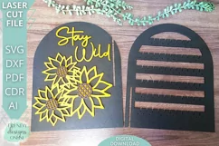 Stay Wild Sunflower Duo Jewelry stand Glowforge Laser cut Product Image 3