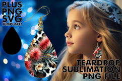 Unique Teardrop Earrings Art PNG, Leopard Prints Product Image 1