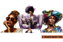 Watercolor Black Women Clipart, PNG Product Image 1