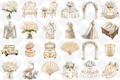 Antique Ivory Wedding Clipart - Set Of 51 Png Bundle Product Image 4