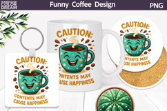 Funny Teal Coffee Cup Sublimation Design Product Image 1