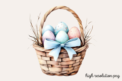 Cute Aqua Easter Watercolor Clipart PNG Product Image 1