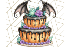 Whimsical Halloween Cake Clipart PNG, Spooky Desserts Product Image 3