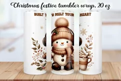 Christmas festive Snowman Tumbler Wrap|Sublimation PNG. Product Image 1