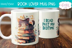 Book lover mug wrap sublimation PNG, I read past my bedtime Product Image 2