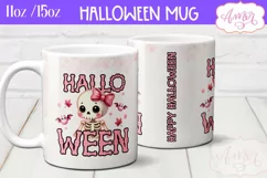 Happy Halloween mug wrap sublimation PNG, Pink Halloween mug Product Image 2