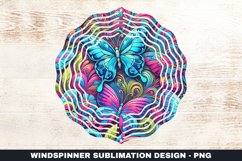 Neon Butterflies Wind Spinner Sublimation Design Product Image 1