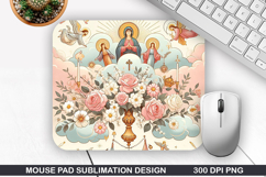 Flower Mouse Pad Sublimation, Easter Mouse Pad PNG Design Product Image 1