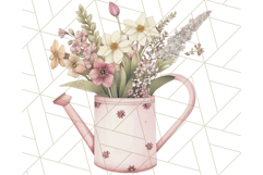 Watering Can Flowers PNG, Rustic Floral Watercolor Clipart Product Image 4
