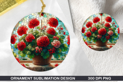 Flower Stained Glass Ornament PNG, Digital Download File Product Image 1
