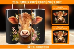 3D Highland Cow Tumbler Designs, Sublimation Wrap Product Image 1