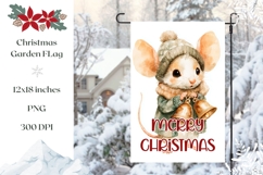 Watercolor Christmas Mouse Garden Flag Sublimation PNG Product Image 1