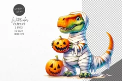 Halloween clipart, T rex clipart, Mummy clipart Product Image 1
