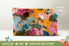 Vintage Cosmetic Bag PNG, Peony Cosmetic Bag Design Product Image 1
