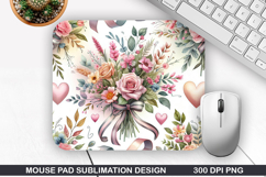 Flower Mouse Pad, Valentine Mouse Pad PNG Design Product Image 1
