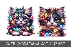 Cute Christmas Cat clipart, Cat Sublimation png Product Image 1
