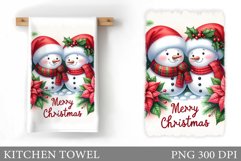 Snowman Kitchen Towel Design. Christmas Kitchen Towel Product Image 1