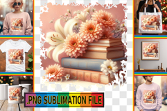 LUMINOUS TSHIRT Designs PNG, Book and flower Product Image 1