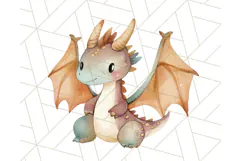 Watercolor Baby Dragon Clipart, Cute Nursery Fantasy PNG Product Image 5