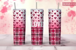Valentines Day Plaid Tumbler Wrap | Sublimation | PNG Product Image 1