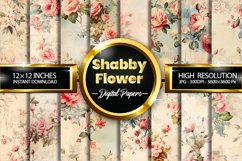 Shabby Flower Digital Papers, Flower Pattern Product Image 1