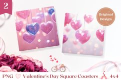 Valentines Square Coasters, 3D Hearts Coaster Sublimation Product Image 1