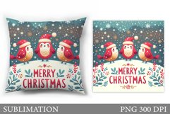 Christmas Bird Pillow Design. Christmas Pillow Sublimation Product Image 1