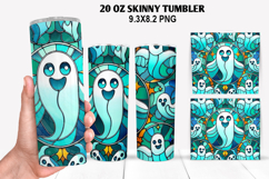 Ghost Skinny Tumbler 20oz Wrap Design, Halloween Tumbler PNG Product Image 1