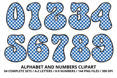 Gingham Plaid Alphabet Letters &amp; Numbers Clipart PNG 300DPI Product Image 5