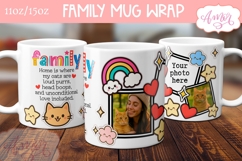 Family Photo Mug template, Cat Mom mug wrap PNG sublimation Product Image 1