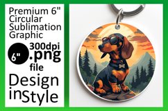Dog in the Wild Circle Design Sublimation Keychain PNG Product Image 1